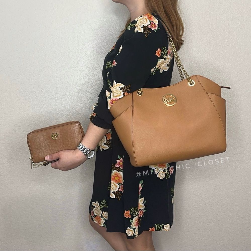 Michael Kors Jet Set Saffiano Leather Shoulder Bag with Wallet